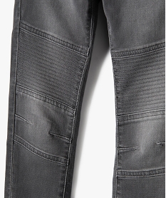 jean garcon slim extensible a taille elastiquee et jeu de surpiqures gris jeansG111701_3
