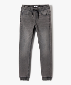 jean garcon coupe jogger en toile extensible gris jeansG111801_1