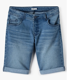 bermuda garcon en jean stretch a revers grisG112001_1