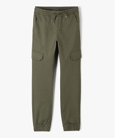 pantalon en toile coupe jogger garcon vert pantalonsG112601_2