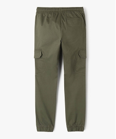 pantalon en toile coupe jogger garcon vert pantalonsG112601_4