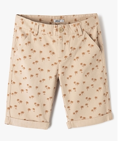 GEMO Bermuda imprimé coupe slim en toile de coton garçon Beige