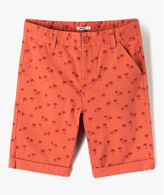 bermuda imprime coupe slim en toile de coton garcon orange shorts bermudas et pantacourtsG113101_1