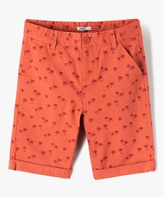 GEMO Bermuda imprimé coupe slim en toile de coton garçon Orange