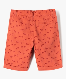bermuda imprime coupe slim en toile de coton garcon orange shorts bermudas et pantacourtsG113101_3