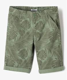 bermuda imprime coupe slim en toile de coton garcon vert shorts bermudas et pantacourtsG113201_1