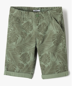 GEMO Bermuda imprimé coupe slim en toile de coton garçon Vert