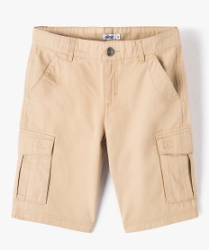 GEMO Bermuda cargo en twill uni coupe Regular garçon Beige