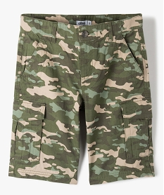 GEMO Bermuda garçon cargo en twill imprimé coupe Regular kaki standard