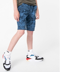 GEMO Bermuda garçon cargo en twill imprimé coupe Regular noir chine