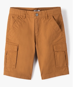 GEMO Bermuda cargo en twill uni coupe Regular garçon Brun