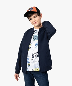 blouson garcon uni coupe teddy interieur polaire bleuG115301_1