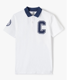 GEMO Polo garçon en maille piquée imprimée - Camps United blanc standard