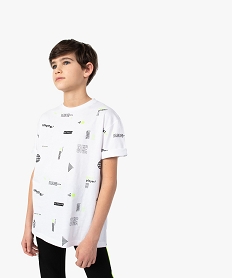 GEMO Tee-shirt garçon imprimé à manches courtes Blanc
