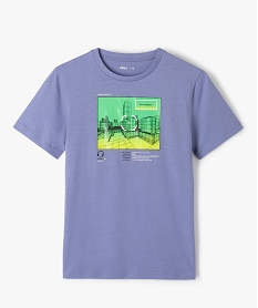 GEMO Tee-shirt garçon à manches courtes imprimé geek violet standard