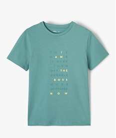 GEMO Tee-shirt garçon à manches courtes imprimé geek Vert