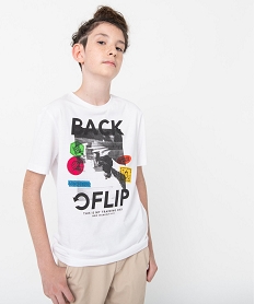 GEMO Tee-shirt garçon à manches courtes avec large motif blanc standard