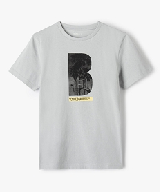 GEMO Tee-shirt garçon à motif streetwear et manches courtes Gris