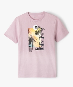 GEMO Tee-shirt garçon à motif streetwear et manches courtes Violet