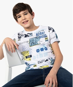 GEMO Tee-shirt garçon avec motif mangas Blanc