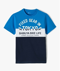 GEMO Tee-shirt garçon tricolore à manches courtes bleu standard