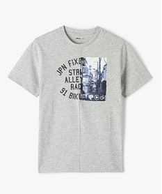 GEMO Tee-shirt garçon chiné à motif urbain Gris