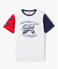 GEMO Tee-shirt garçon avec manches colorées – Camps United Blanc