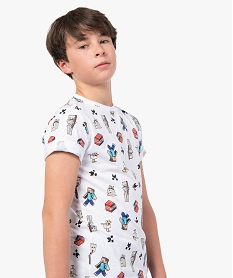 GEMO Tee-shirt garçon à manches courtes imprimé - Minecraft blanc standard