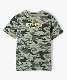 GEMO Tee-shirt garçon à manches courtes imprimé camouflage kaki clair
