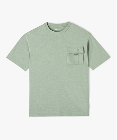 GEMO Tee-shirt garçon en coton flammé à manches courtes et poche poitrine kaki clair