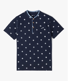 GEMO Polo garçon à col mao et manches courtes Bleu