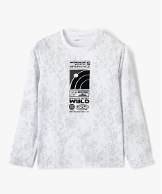 tee-shirt garcon a manches longues avec motif nature blancG122401_2