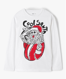 GEMO Tee-shirt garçon à manches longues spécial Noël blanc vif