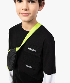 GEMO Tee-shirt garçon à manches longues effet 2-en-1 noir standard