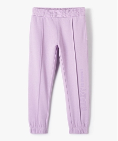 pantalon de jogging fille molletonne a couture avant et inscription violetG124301_2