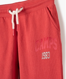 pantalon de sport fille en maille molletonnee - camps united rouge pantalonsG124401_2