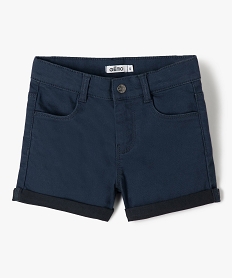 GEMO Short fille en coton stretch uni à revers noir chine