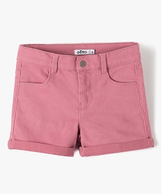 GEMO Short fille en coton stretch uni à revers Rose