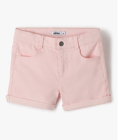 GEMO Short fille en coton stretch uni à revers Orange