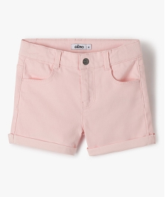 GEMO Short fille en coton stretch uni à revers Rose