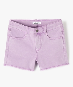 GEMO Short en jean fille extensible au coloris unique Violet