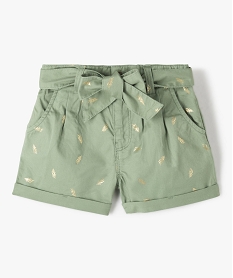 GEMO Short fille large en toile de coton à motifs dorés Vert