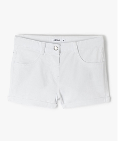 GEMO Short en coton stretch avec revers fille blanc chine