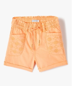 GEMO Short fille ample à taille élastiquée et broderies - LuluCastagnette Orange