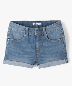 GEMO Short en jean extensible à revers fille Gris