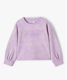 GEMO Sweat fille court en molleton tie-and-dye Violet