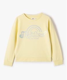 GEMO Sweat fille pastel fin à motifs brillants Jaune