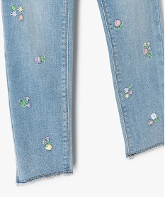 jean fille coupe skinny a fleurs brodees bleuG130701_3