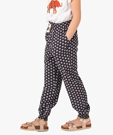 GEMO Pantalon fille fluide imprimé à taille élastiquée Gris