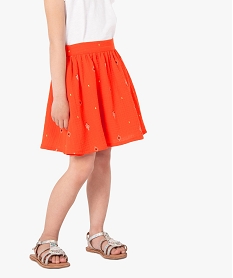 GEMO Jupe fille en double gaze de coton à motifs aztèques Orange